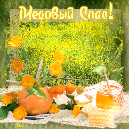 Открытка Медовый спас - Открытка с медом и цветами: яркий дизайн | Красивая открытка #45