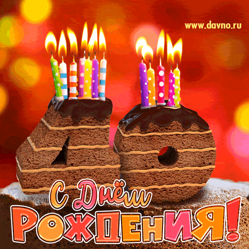 Открытка Открытки на 40 лет - Торт с надписью "С Днём Рождения" и свечами | Красивая открытка #153