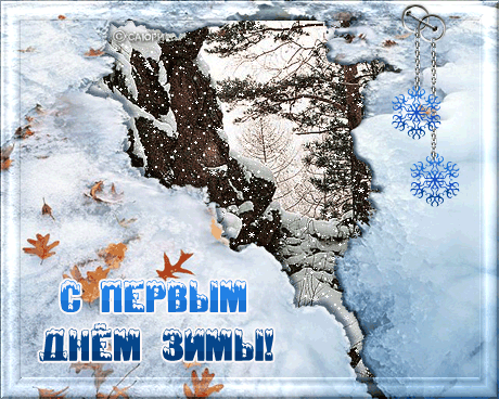 Открытка С первым снегом - С Днём Зимы: Открытка с Снегом и Листьями | Красивая открытка #41