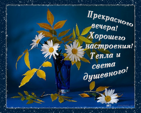 Открытка Спокойной ночи - Открытка с ромашками в вазе | Красивая открытка #267