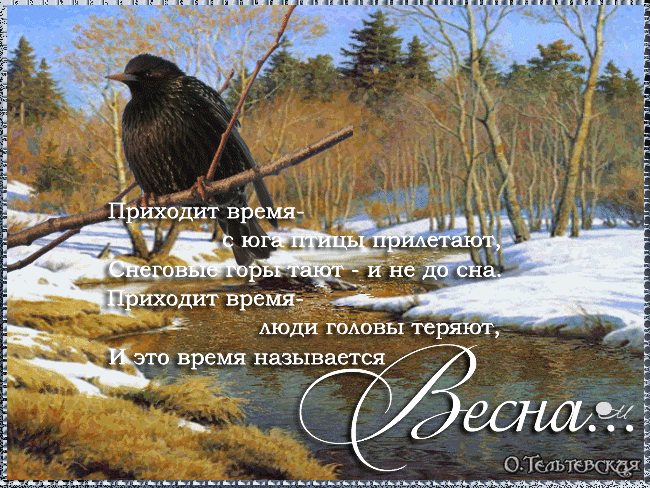 Открытка Открытки весенняя пора - Весна: Воробей на фоне гор - открытка с пейзажем | Красивая открытка #54