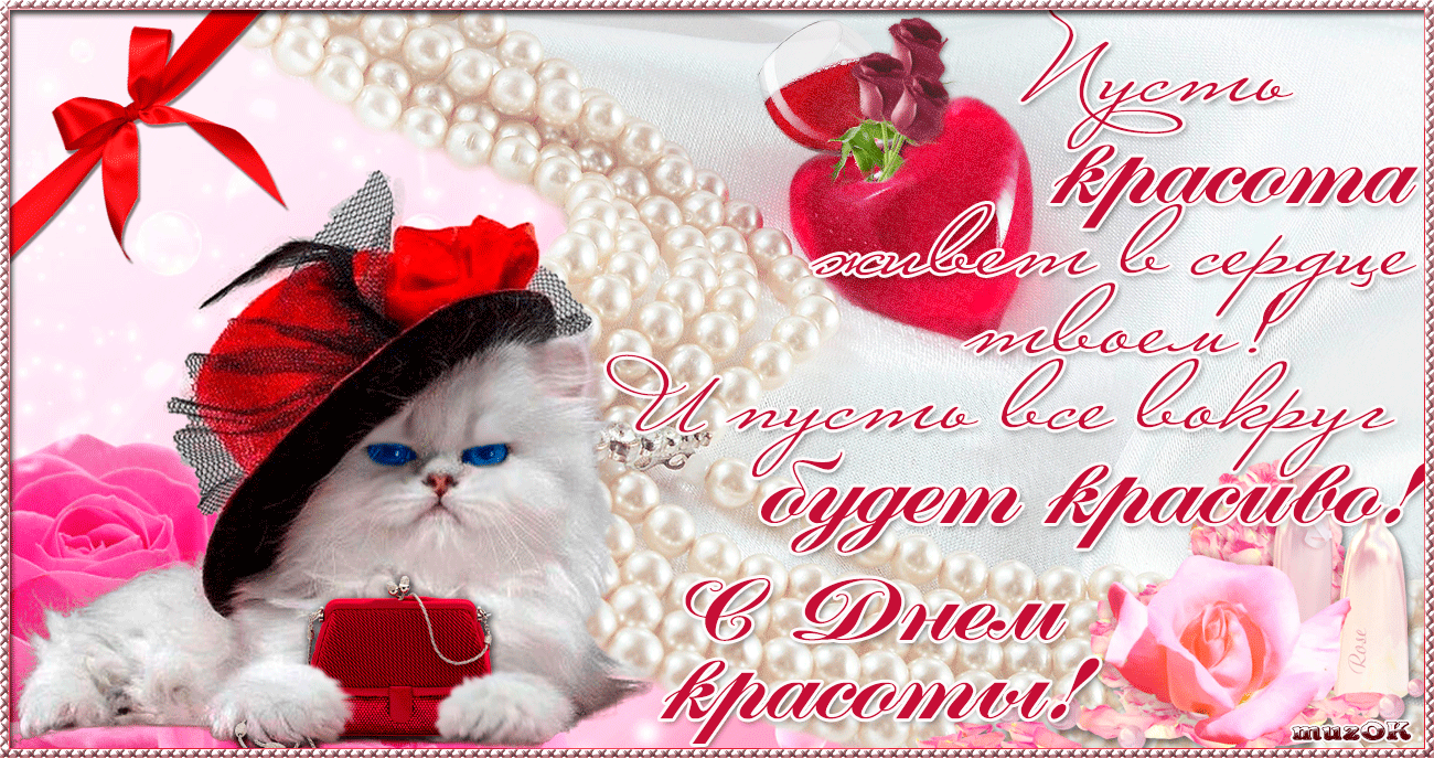Открытка Открытки с днем красоты - Открытка с котенком: День красоты и нежности | Красивая открытка #5