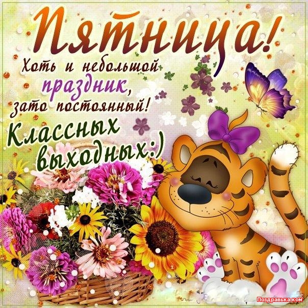 Открытка Хорошей пятницы - Открытка с тигром и цветами | Красивая открытка #24