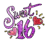 Открытка Открытки на 16 лет - Открытка с надписью "Sweet 16" и сердечками | Красивая открытка #47