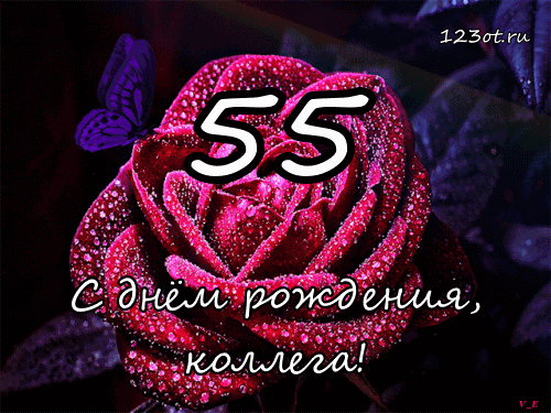 Открытка Открытки на 55 лет - Открытка с розами и бабочкой  С Днём рождения | Красивая открытка #102