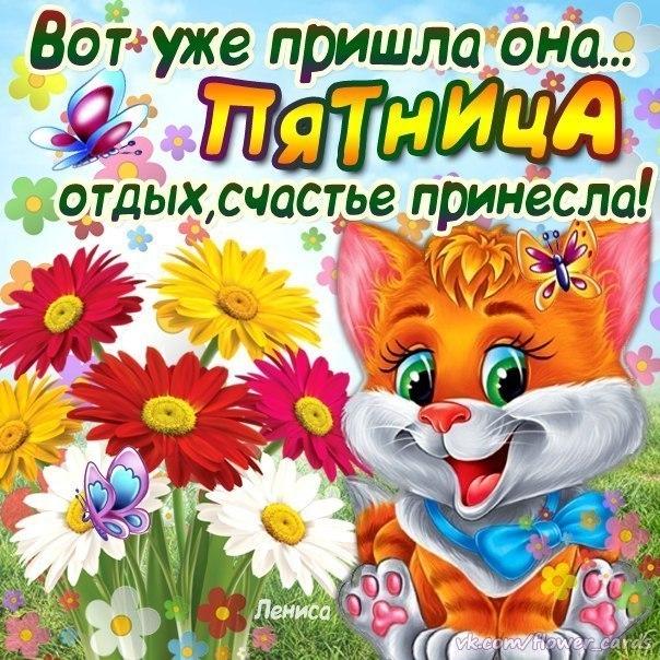 Открытка Хорошей пятницы - Открытка с котенком и цветами  Поздравление | Красивая открытка #10