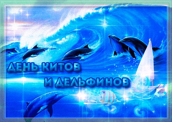 Открытка С дельфинами - Открытка с дельфинами и волнами | Красивая открытка #6