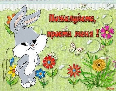 Открытка открытки с извинениями  - Открытка с кроликом, цветы и бабочки | Красивая открытка #28