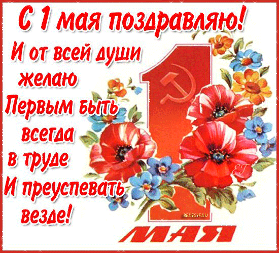 Открытка 1 мая - Поздравительная открытка «1 Мая» с цветами | Красивая открытка #10