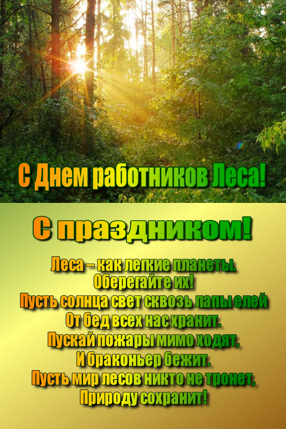 Открытка Открытки с днем работников леса - С Днём Леса! Открытка с солнечным лесом | Красивая открытка #4