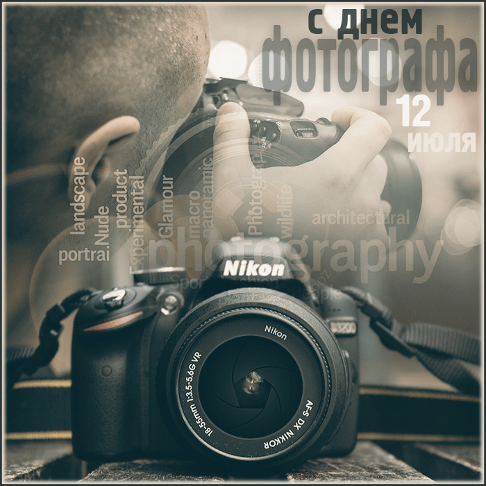 Открытка День фотографа - Открытка с фотоаппаратом Nikon: День фотографа | Красивая открытка #20