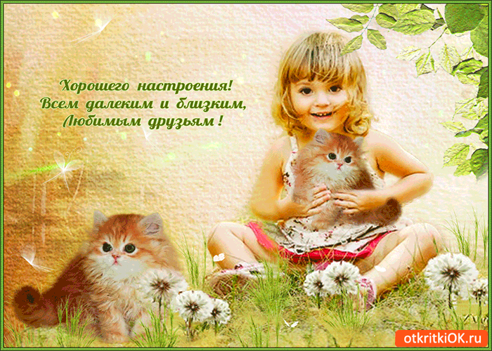 Открытка Открытки хорошего настроения - Девочка с котятами: открытка с нежностью и любовью | Красивая открытка #20