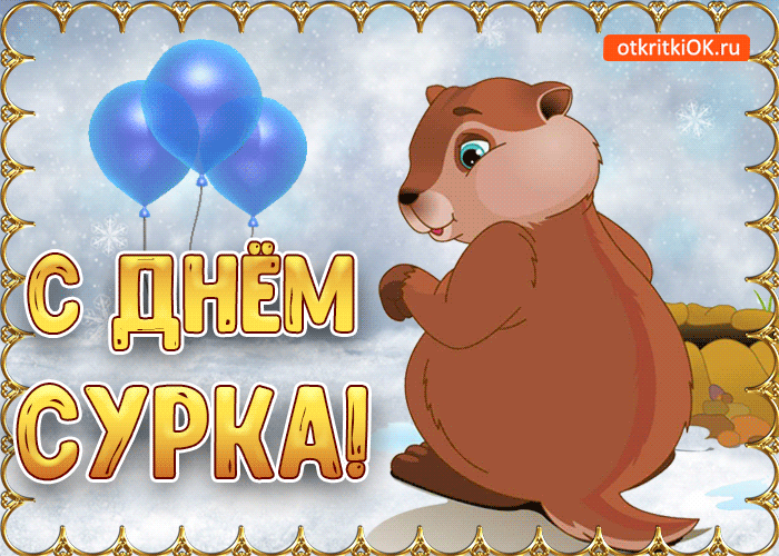 Открытка Открытки с днем сурка - Открытка с сурком и шарами  С днем рождения! | Красивая открытка #15