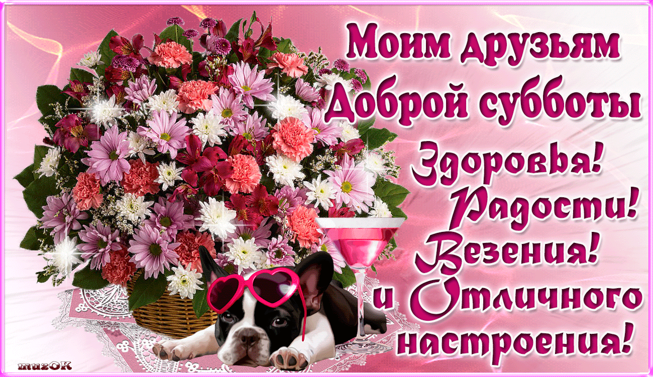 Открытка Выходные - Открытка с щенком и цветами | Красивая открытка #21