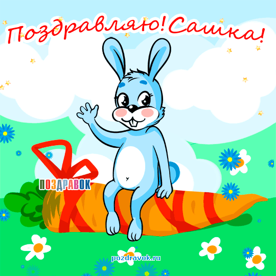 Открытка открытки с именем Александр - Открытка с зайчиком и морковкой | Красивая открытка #73