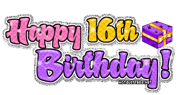 Открытка Открытки на 16 лет - Открытка с надписью "Happy Birthday" и фиолетовым подарком | Красивая открытка #93