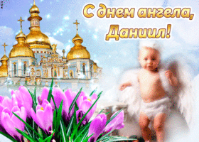Открытка Открытки с именем Даниил/Данил - Открытка с ангелом и тюльпанами | Красивая открытка #50