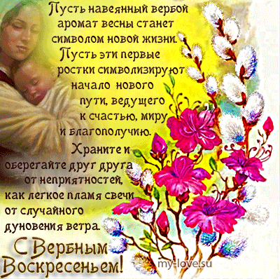 Открытка С вербным воскресеньем - Открытка с цветами: букет, фиалки, роза, ваза | Красивая открытка #252