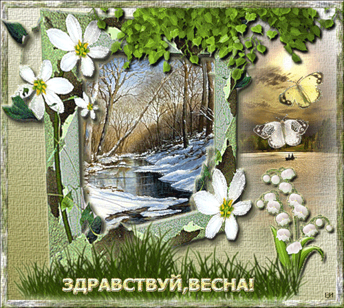 Открытка Первый день весны - Открытка "Весна": цветущая лилия, река, природа | Красивая открытка #43