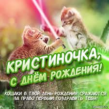 Открытка открытки с именем Кристина  - С Днем Рождения! Котики с саблями - Открытка | Красивая открытка #8