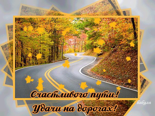 Открытка Счастливого пути - Осенняя дорога: открытка с желтыми листьями | Красивая открытка #27