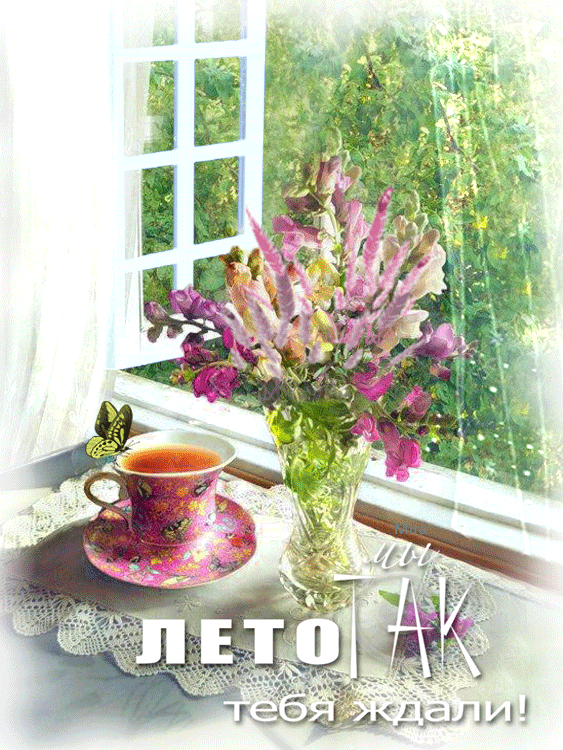 Открытка Открытки хорошего лета - Открытка: летний букет в чашке, бабочка | Красивая открытка #75