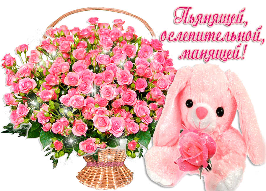 Открытка С розовыми розами - Открытка с розовыми розами и плюшевым мишкой | Красивая открытка #24