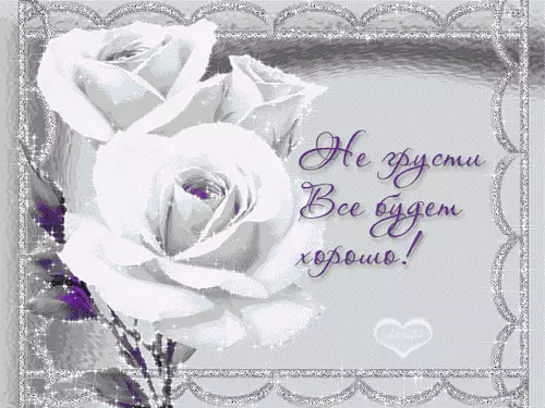 Открытка Открытки не грусти - Белые розы на открытке: поздравительная картинка | Красивая открытка #31