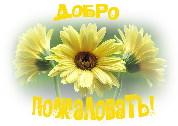 Открытка Добро пожаловать - Желтые цветы на зеленом фоне | Красивая открытка #4