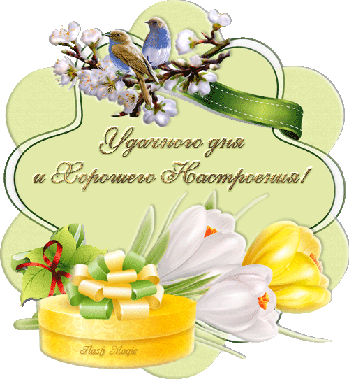 Открытка Открытки хорошего настроения - Открытка: цветы, птичка, весна | Красивая открытка #155
