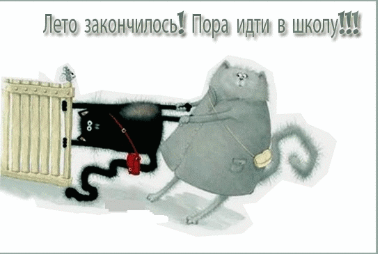 Открытка открытки с приколами на день знаний  - Открытка: Лето закончилось, пора в школу! Иллюстрация с котом. | Красивая открытка #27