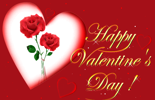 Открытка 14 февраля - Открытка с красными розами и надписью "Happy Valentine's Day" | Красивая открытка #33