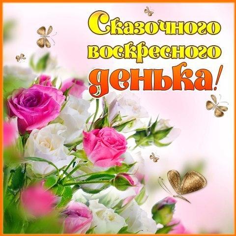 Открытка Удачного воскресенья - Открытка с розовыми и белыми розами и бабочками | Красивая открытка #24