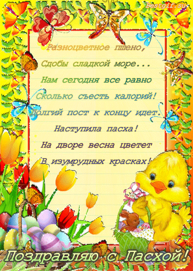 Открытка открытки на пасху  - Открытка с цыпленком и цветами на пасху | Красивая открытка #124