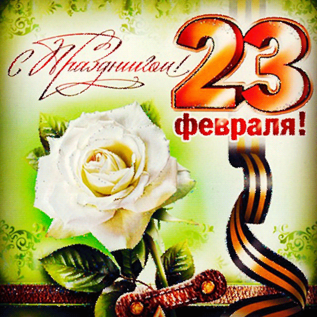Открытка День защитника отечества - Открытка: Розы, ленты, надпись "23 февраля" | Красивая открытка #33