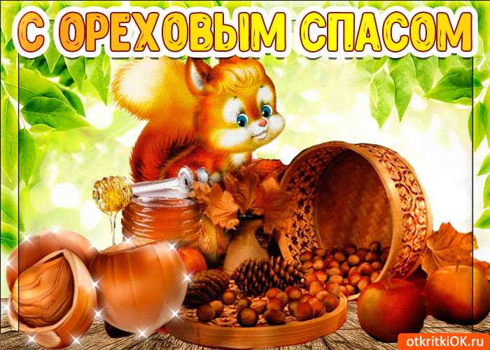 Открытка Открытки с Ореховым Спасом - Белка с орехами: открытка с добрым утром | Красивая открытка #49
