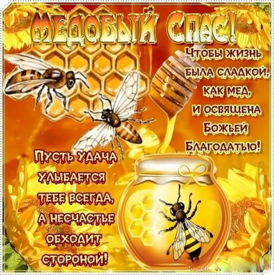 Открытка Медовый спас - Открытка с пчелами и медом | Красивая открытка #44