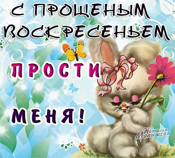 Открытка открытки на прощеное воскресенье  - Открытка с зайчиком на лугу | Красивая открытка #10