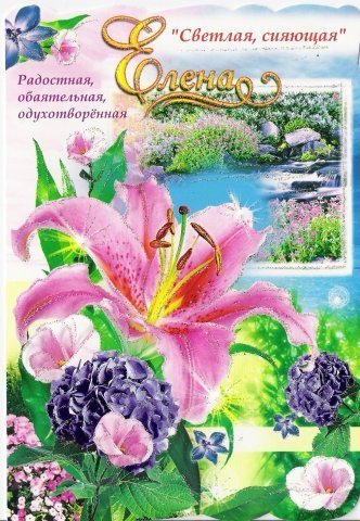 Открытка открытки с именем Елена  - Открытка с лилиями и пейзажем: купить поздравительную открытку | Красивая открытка #18