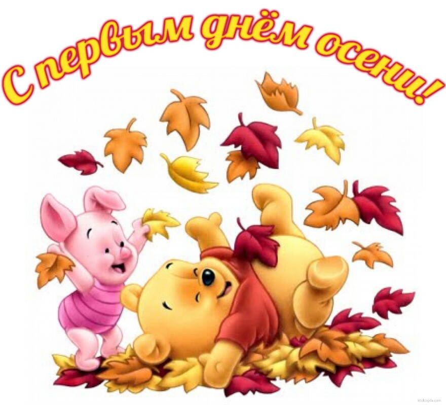 Открытка открытки с американским винни пухом - Открытка с Пятачком и Винни-Пухом в листьях | Красивая открытка #13