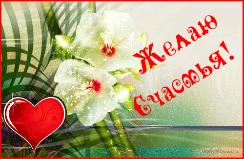 Открытка Желаю счастья - Открытка с цветами и сердцем | Красивая открытка #54