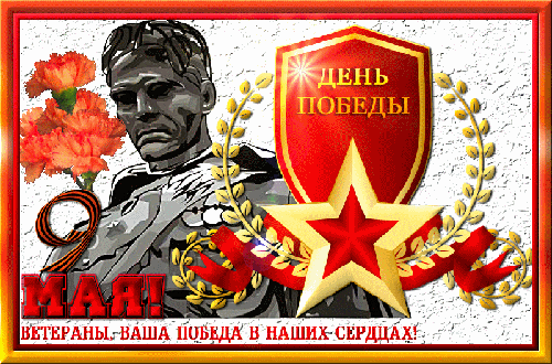 Открытка Открытки с Днем Победы - Открытка ко Дню Победы: ветеран, звезда, георгины | Красивая открытка #87