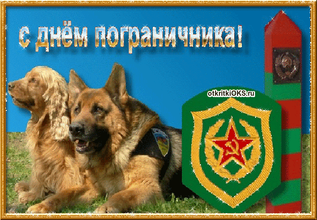 Открытка Открытки с днем пограничника - Открытка с собаками породы немецкая овчарка | Красивая открытка #31