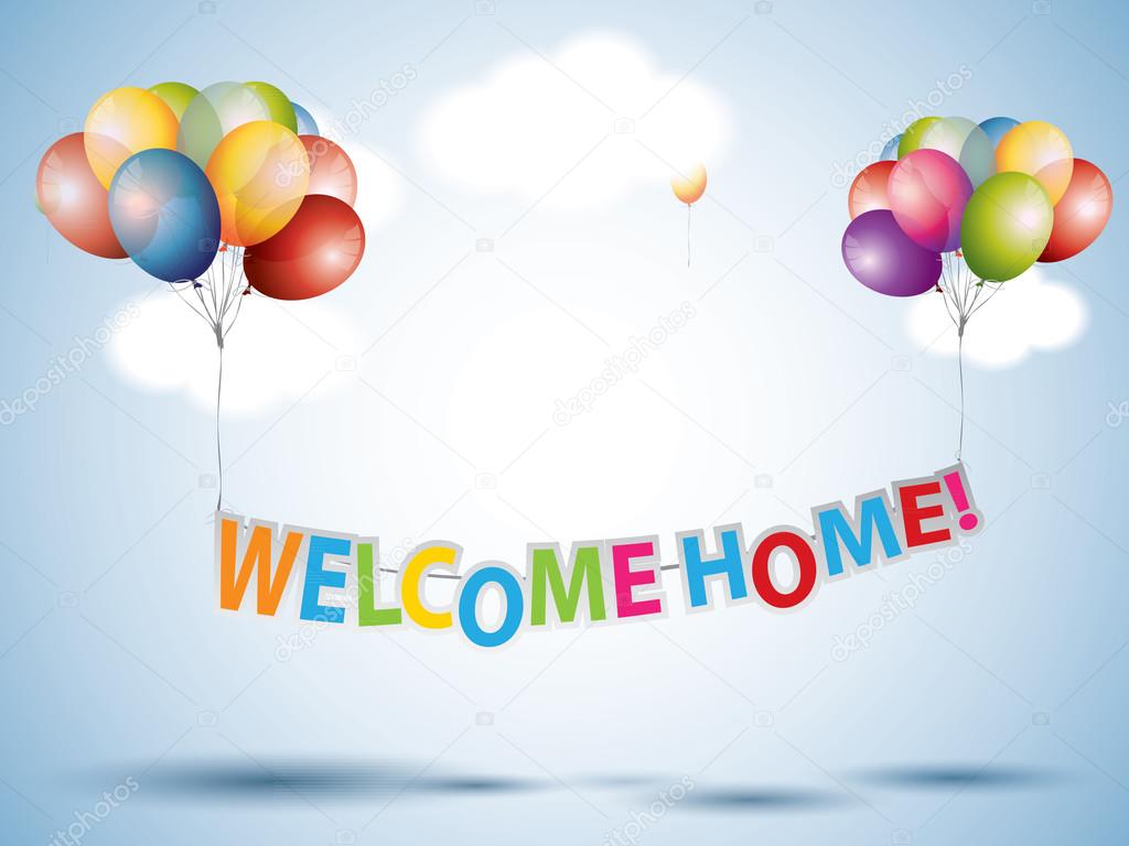 Открытка Открытки добро пожаловать - Воздушные шарики, надпись Welcome Home | Красивая открытка #40