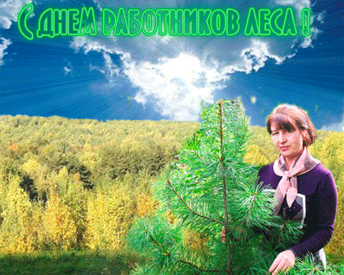 Открытка С днём работника леса - Женщина на фоне еловой рощи. Открытка. | Красивая открытка #35
