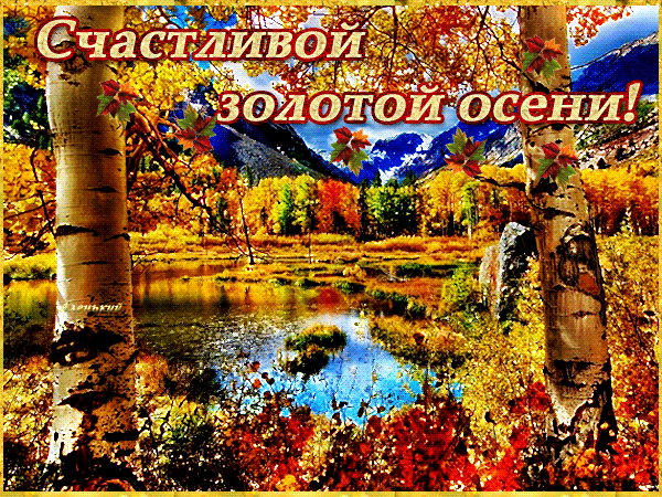 Открытка Открытки Золотая Осень  - Осенний пейзаж: золотые листья и река | Красивая открытка #78