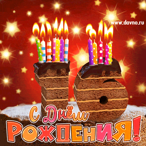 Открытка Открытки на 16 лет - Открытка с тортом и свечами: С Днём Рождения! | Красивая открытка #58