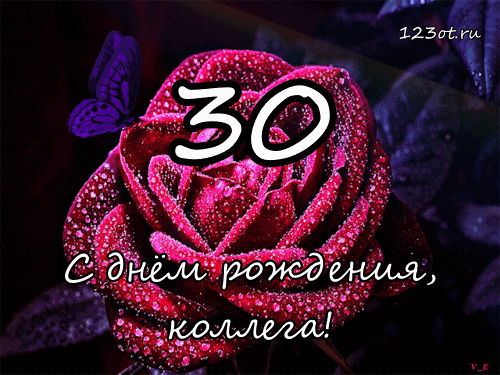 Открытка Открытки на 30 лет - Открытка с розой и бабочкой  поздравление с днем рождения | Красивая открытка #56