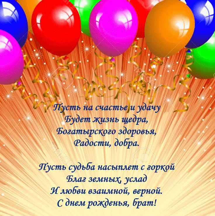 Открытка С днём рождения брат! - Открытка с днем рождения: яркие шарики и поздравления | Красивая открытка #4