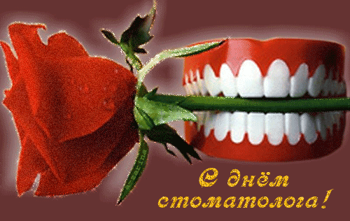 Открытка Открытки с днем стоматолога - Красная роза и зубы: необычная открытка | Красивая открытка #68